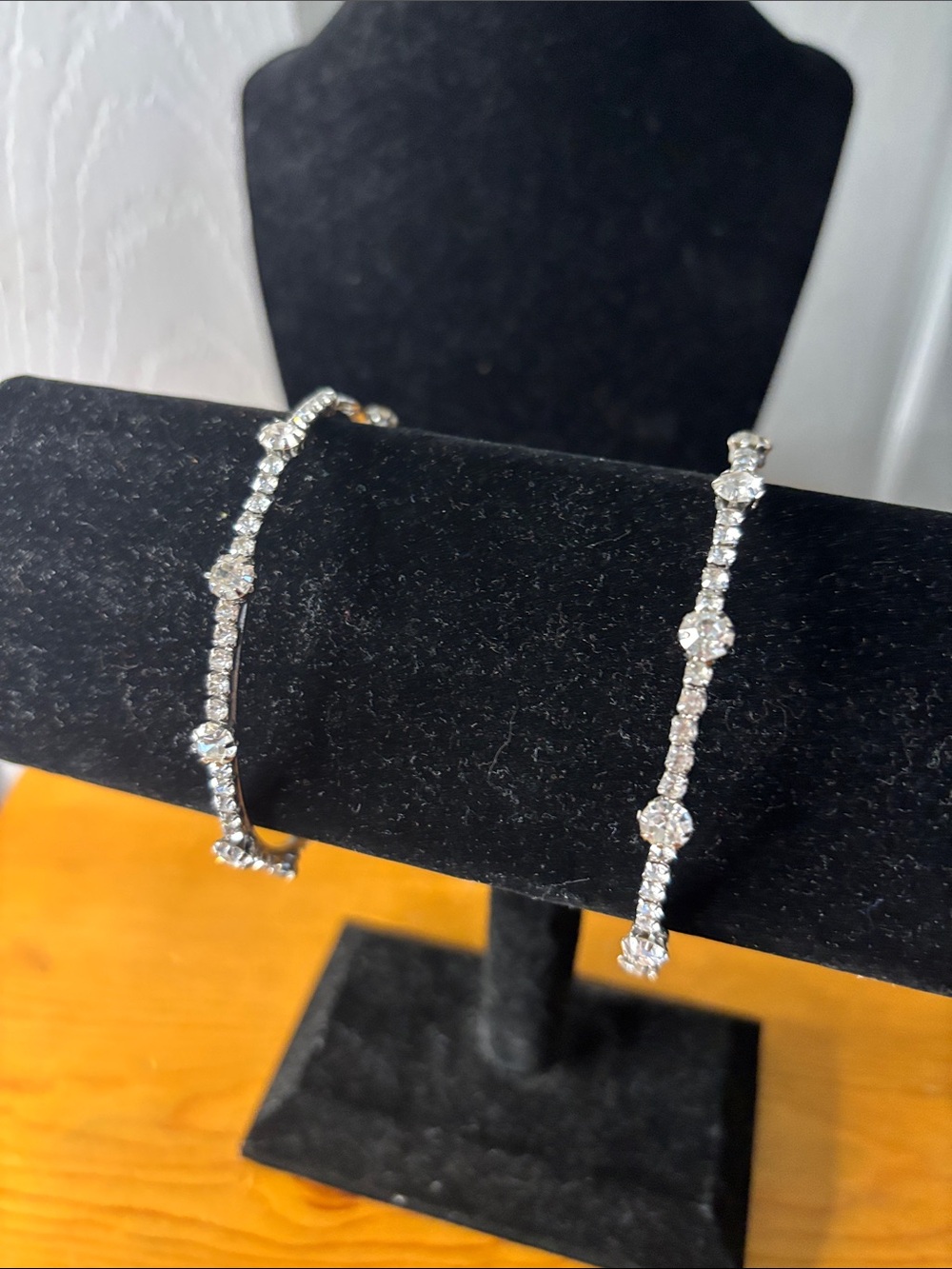 3” Hoop Silver-Tone Rhinestone Earrings